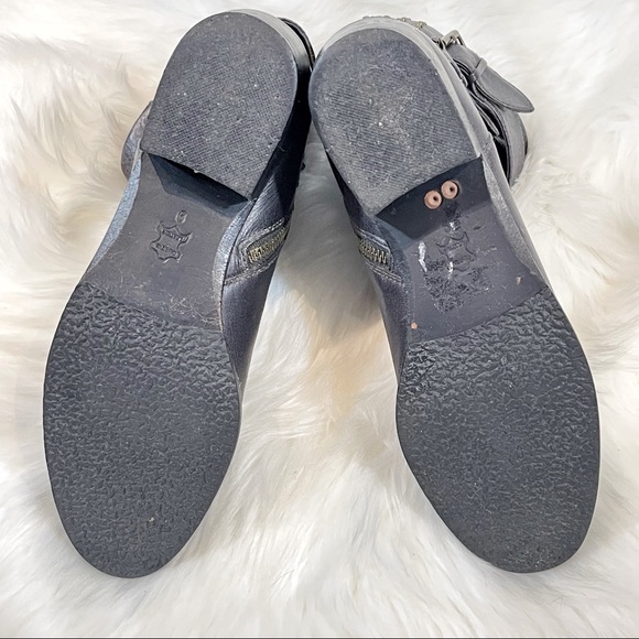 Faryl Robin Dark Grey Gold Studded Leather Booties - Picture 9 of 12